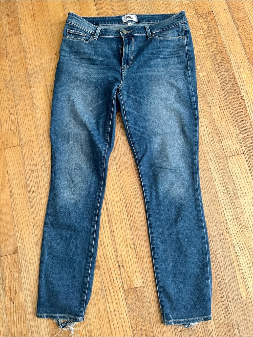 Paige Skyline Ankle Peg 5 Pocket Breland Wash Distressed Jeans size 31